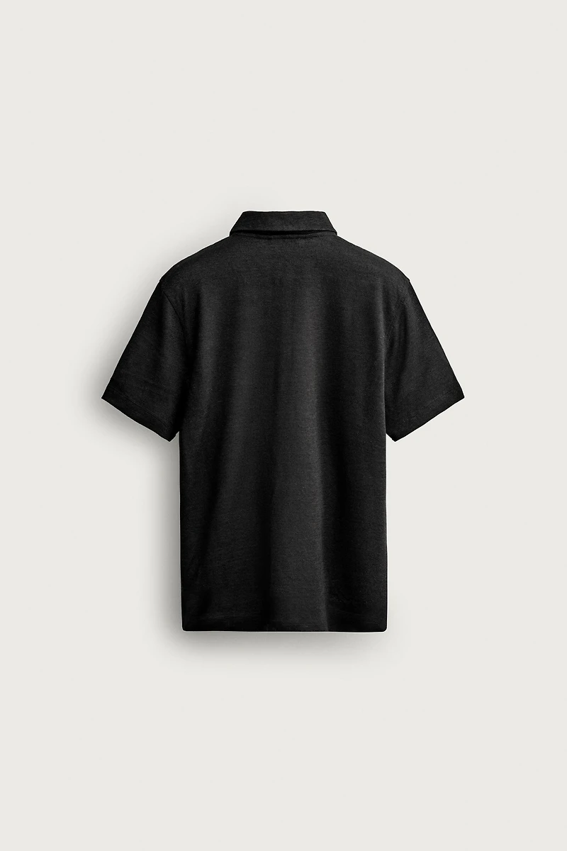 HEMP-VISCOSE REGULAR FIT POLO SHIRT