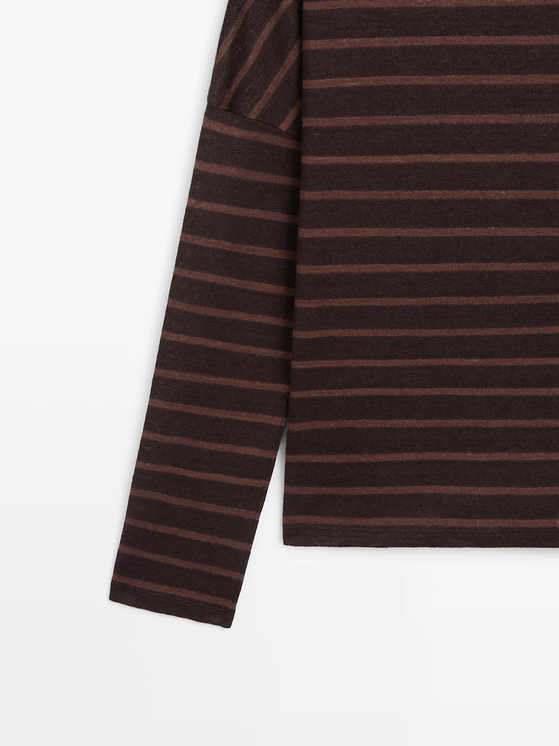 Striped linen knit T-shirt