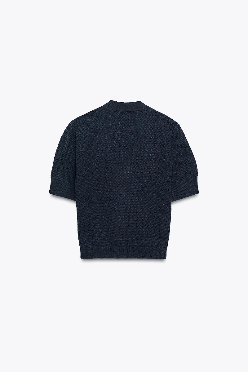 STAR BUTTON TEXTURED KNIT CARDIGAN