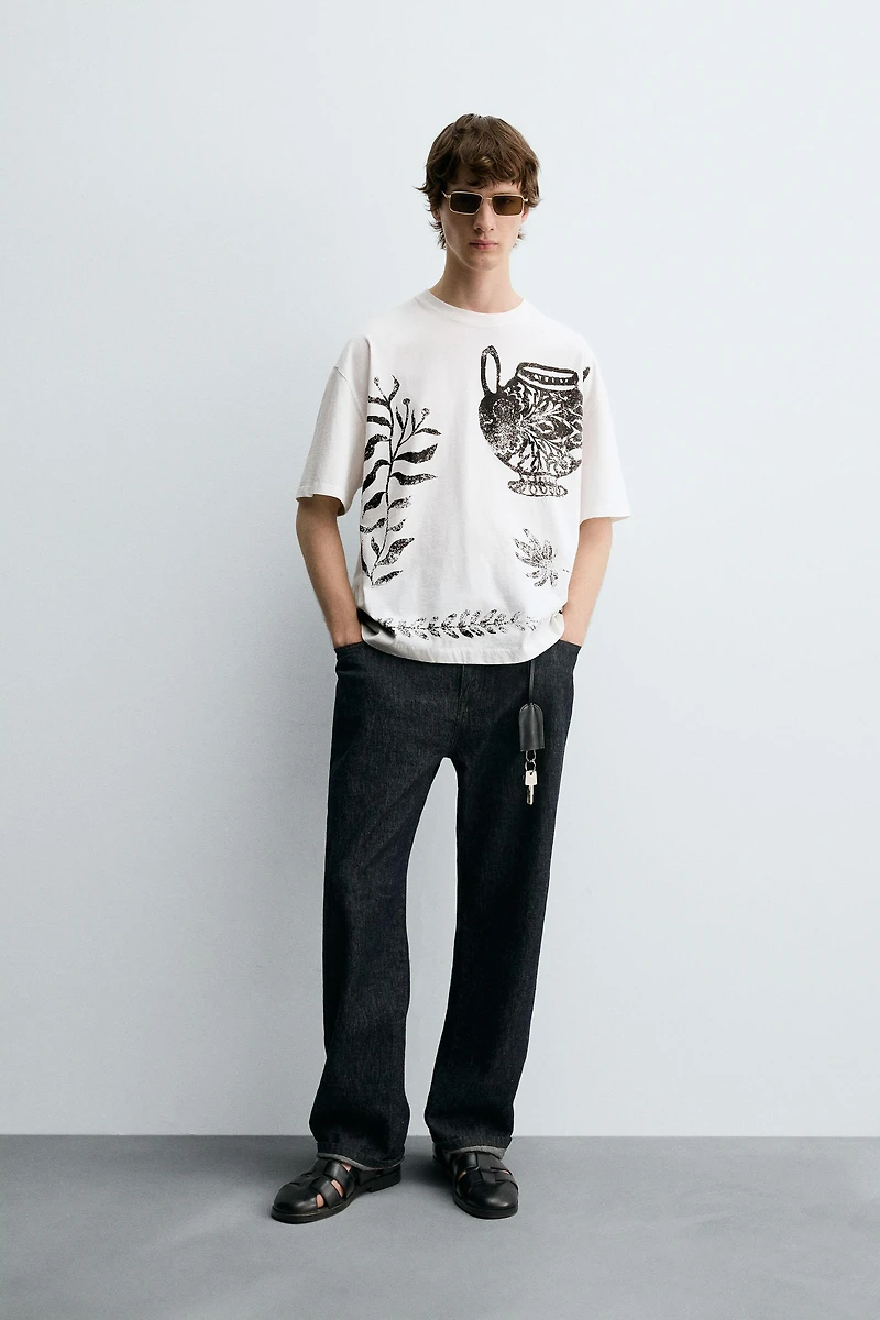 CONTRAST PRINT T-SHIRT