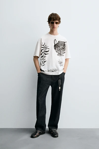 CONTRAST PRINT T-SHIRT