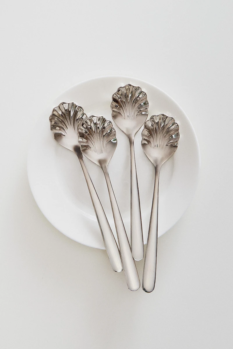 SHELL STEEL DESSERT SPOONS (PACK OF 4)
