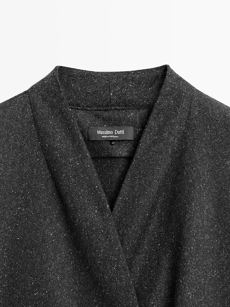 Knickerbocker yarn effect wool blend shirt with horn button detail