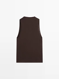 Top sans manches à col drapé
