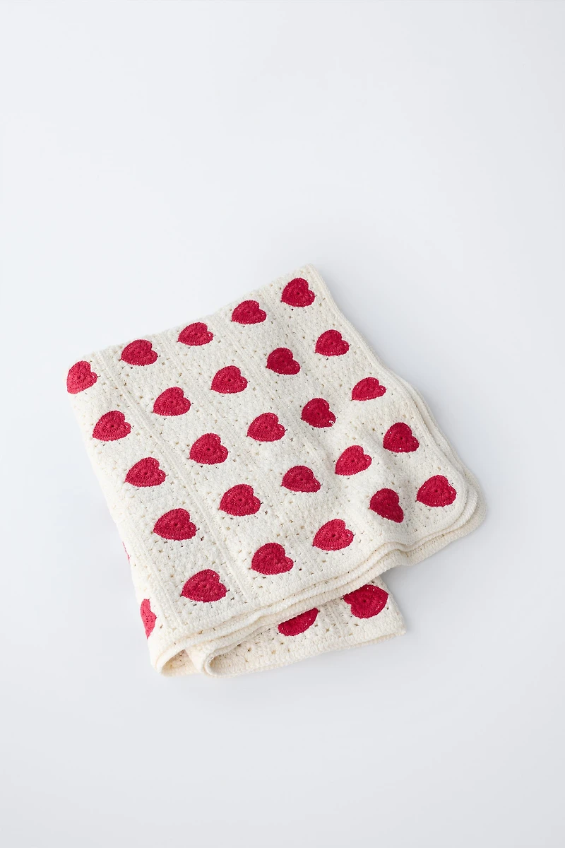HEART CROCHET KNIT BLANKET