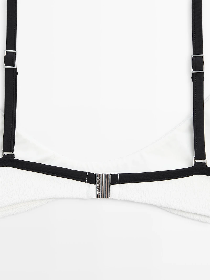 Contrast textured bikini top