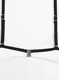 Contrast textured bikini top