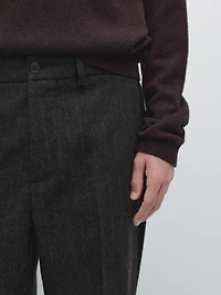 Striped wool blend trousers