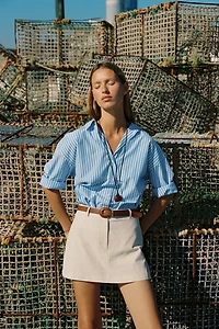 STRIPED BELTED CULOTTES