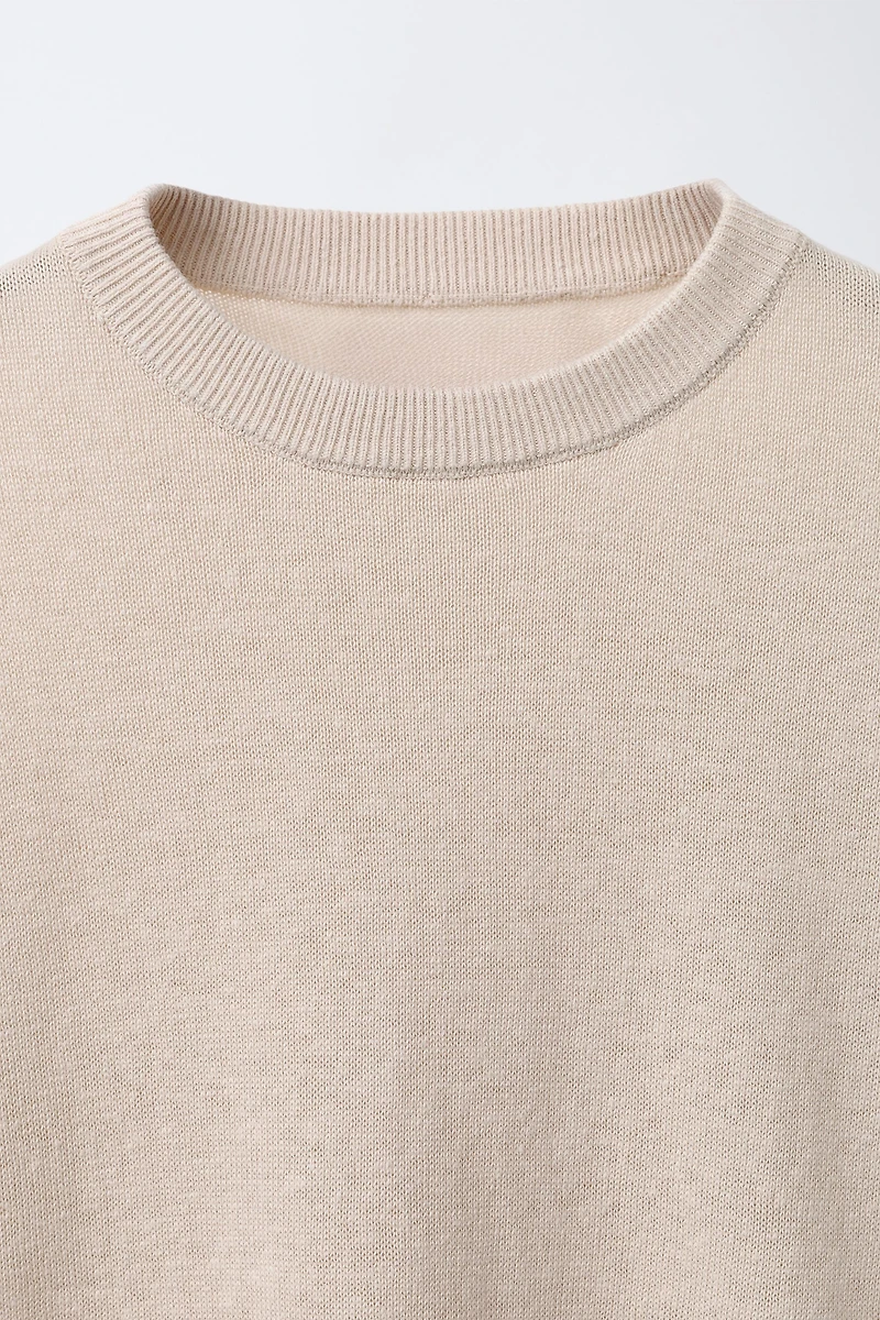 PLAIN LINEN AND COTTON T-SHIRT