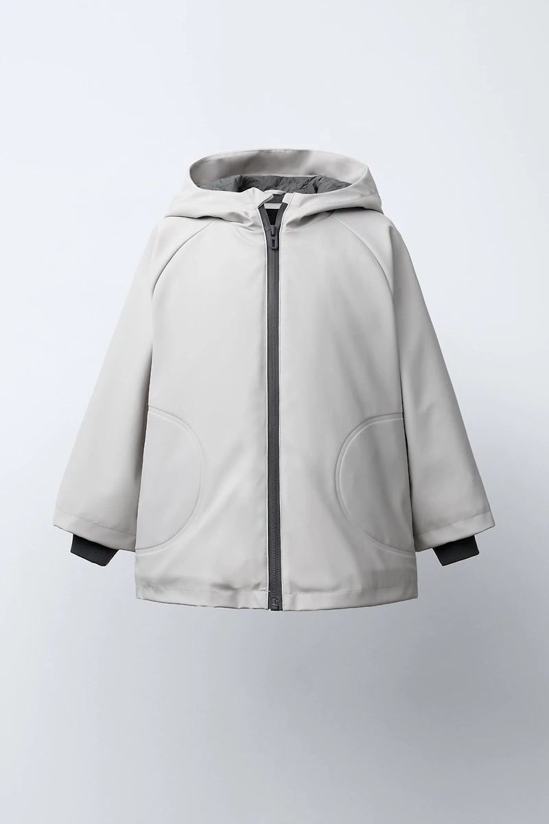 WATER RESISTANT RUBBERIZED FLEECE LINED RAINCOAT