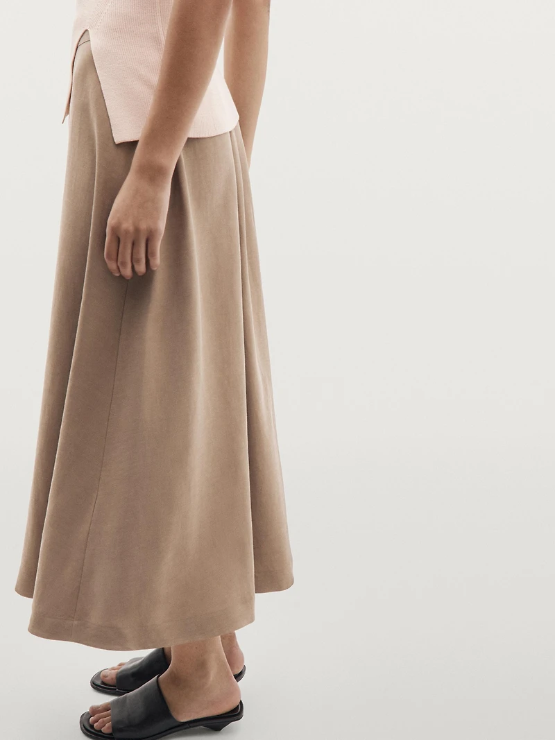 Flared midi skirt with elasticated waistband
