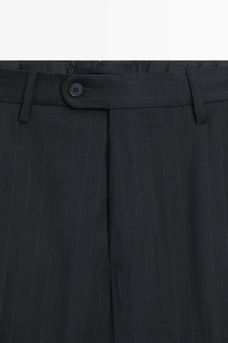 Striped 100% cool wool suit pants