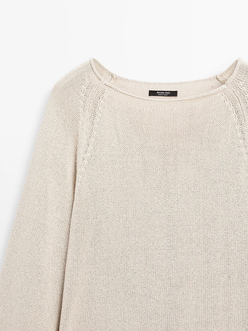 Purl knit cutwork sweater