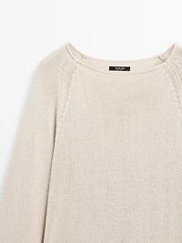 Purl knit cutwork sweater