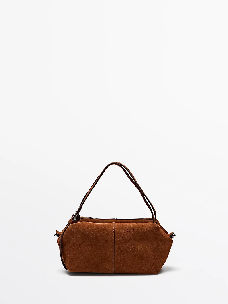 Split leather mini satchel bag
