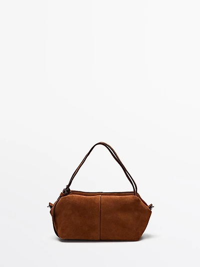 Split leather mini satchel bag