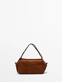 Split leather mini satchel bag