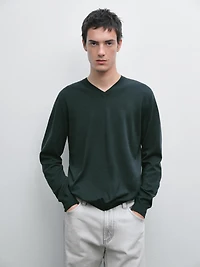 V-neck knit sweater