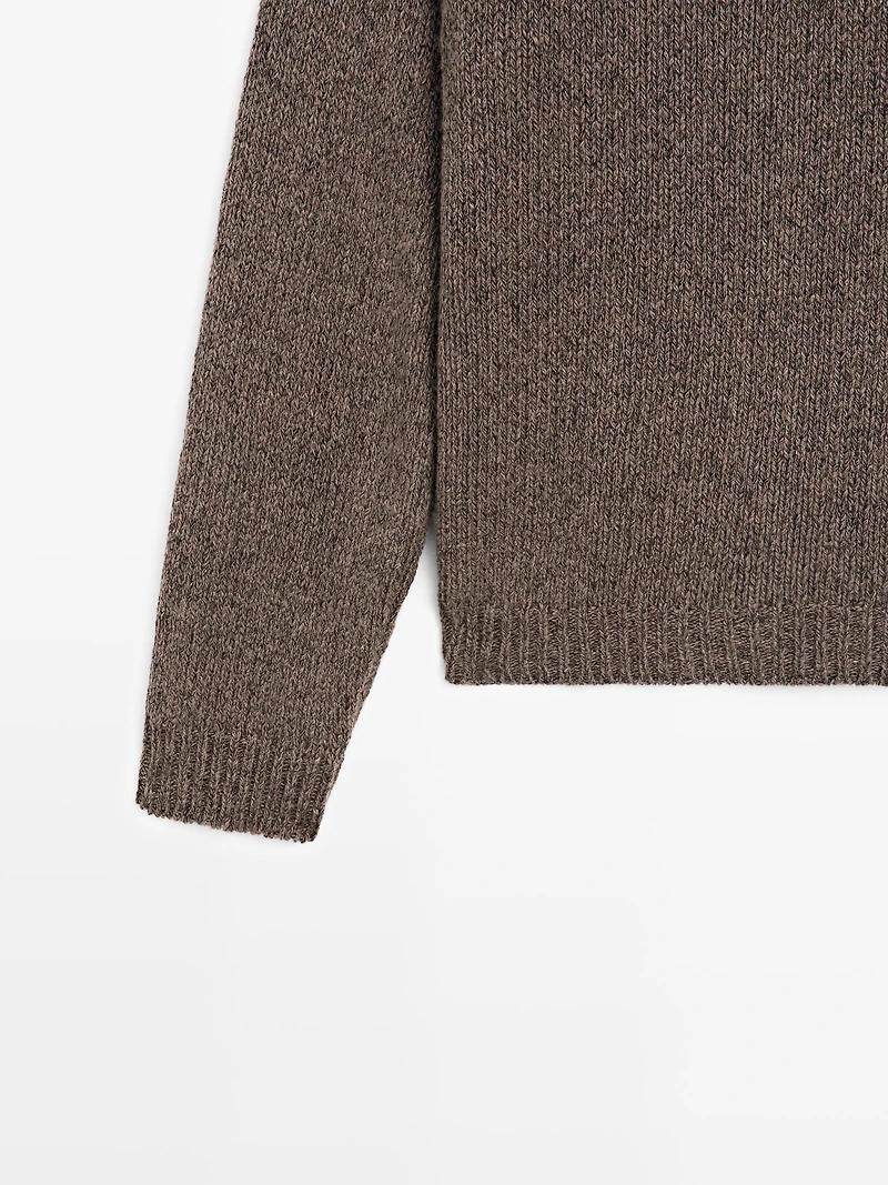 Knit high neck melange sweater - LIMITED