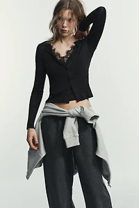 LACE COMBINATION JACKET TOP