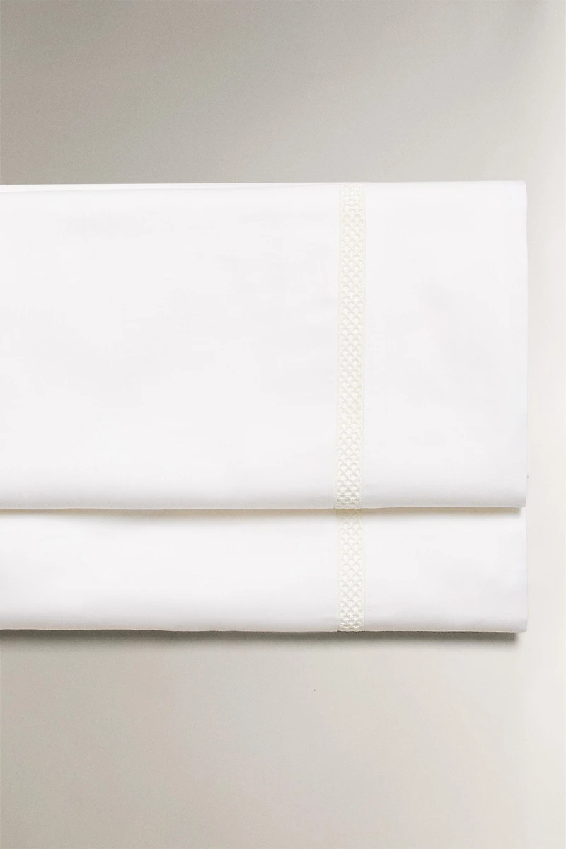 SATEEN FLAT SHEET WITH HEMSTITCHING EMBROIDERY