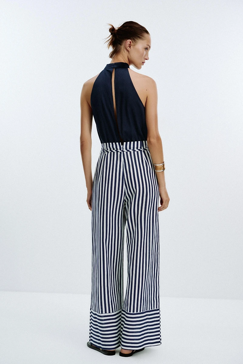 LINEN BLEND LONG JUMPSUIT