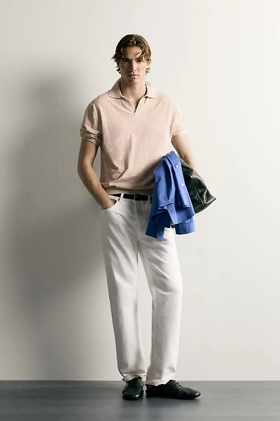 STRIPED JACQUARD KNIT POLO