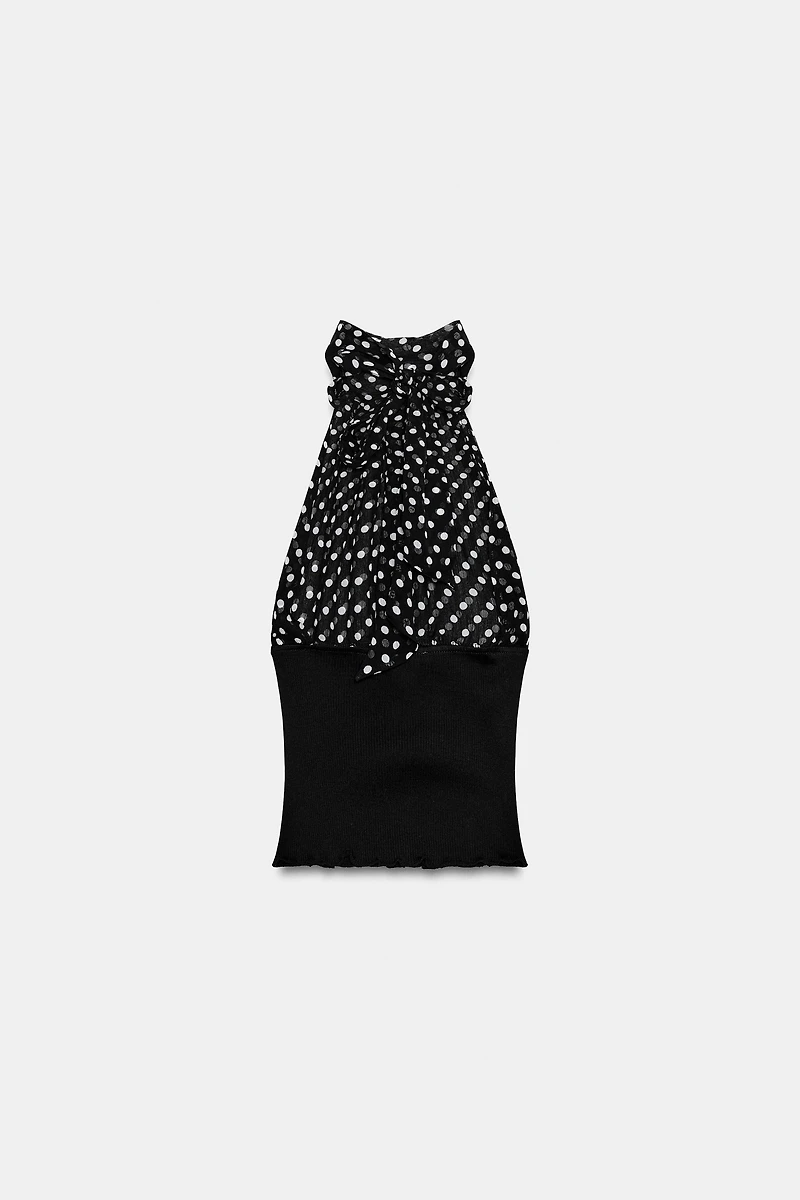 POLKA DOT HALTER TOP