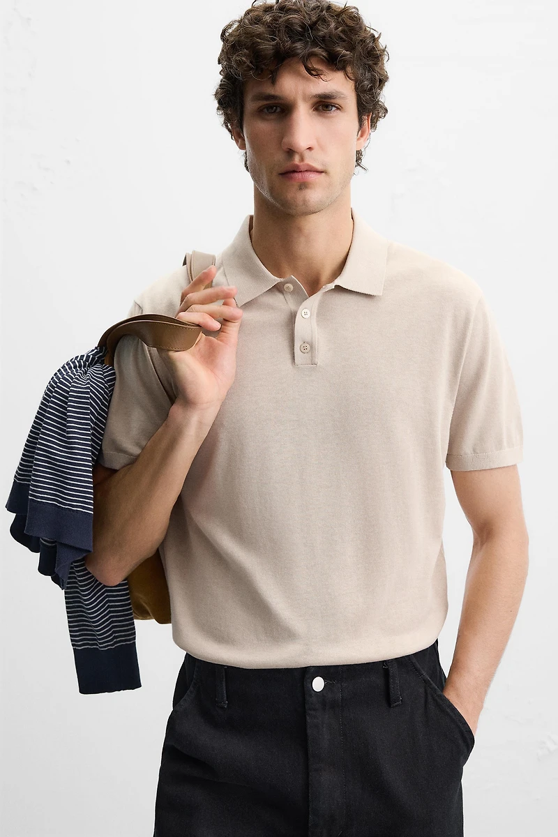 COTTON - SILK BLEND KNIT POLO