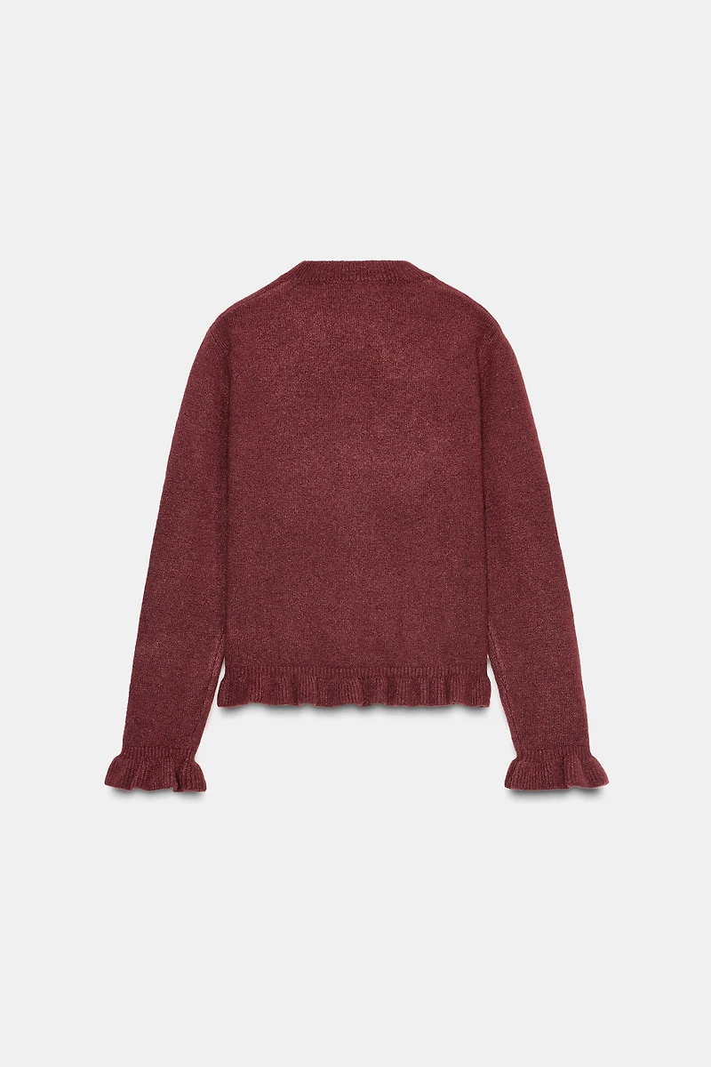 RUFFLED KNIT CARDIGAN
