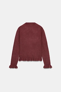 RUFFLED KNIT CARDIGAN