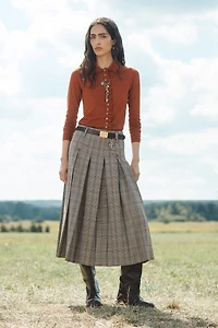 PLAID BOX PLEAT SKIRT - LIMITED EDITION