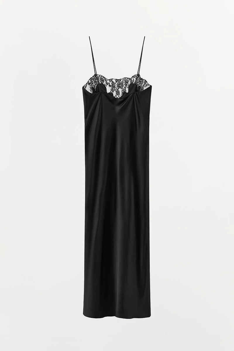 SATIN EFFECT LACE DRESS
