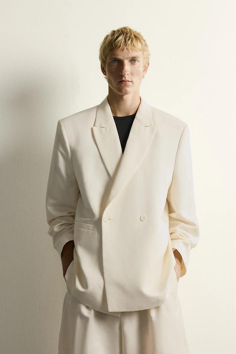 VISCOSE - LINEN DOUBLE-BREASTED BLAZER
