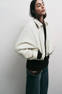 FAUX LEATHER BOMBER JACKET