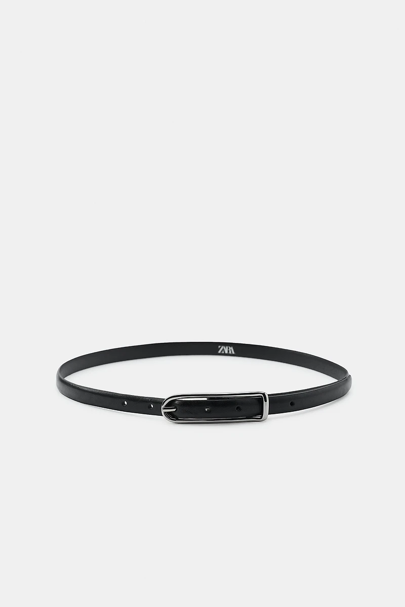 100% LEATHER SKINNY BELT