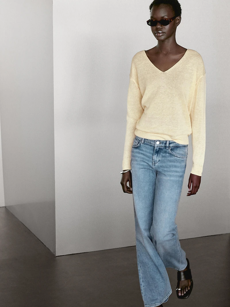 Pull en maille 100 % lin à manches longues