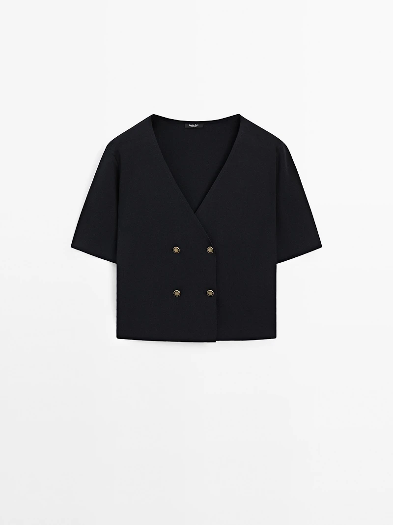 Short sleeve V-neck cardigan