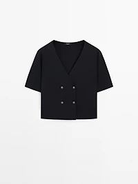 Short sleeve V-neck cardigan