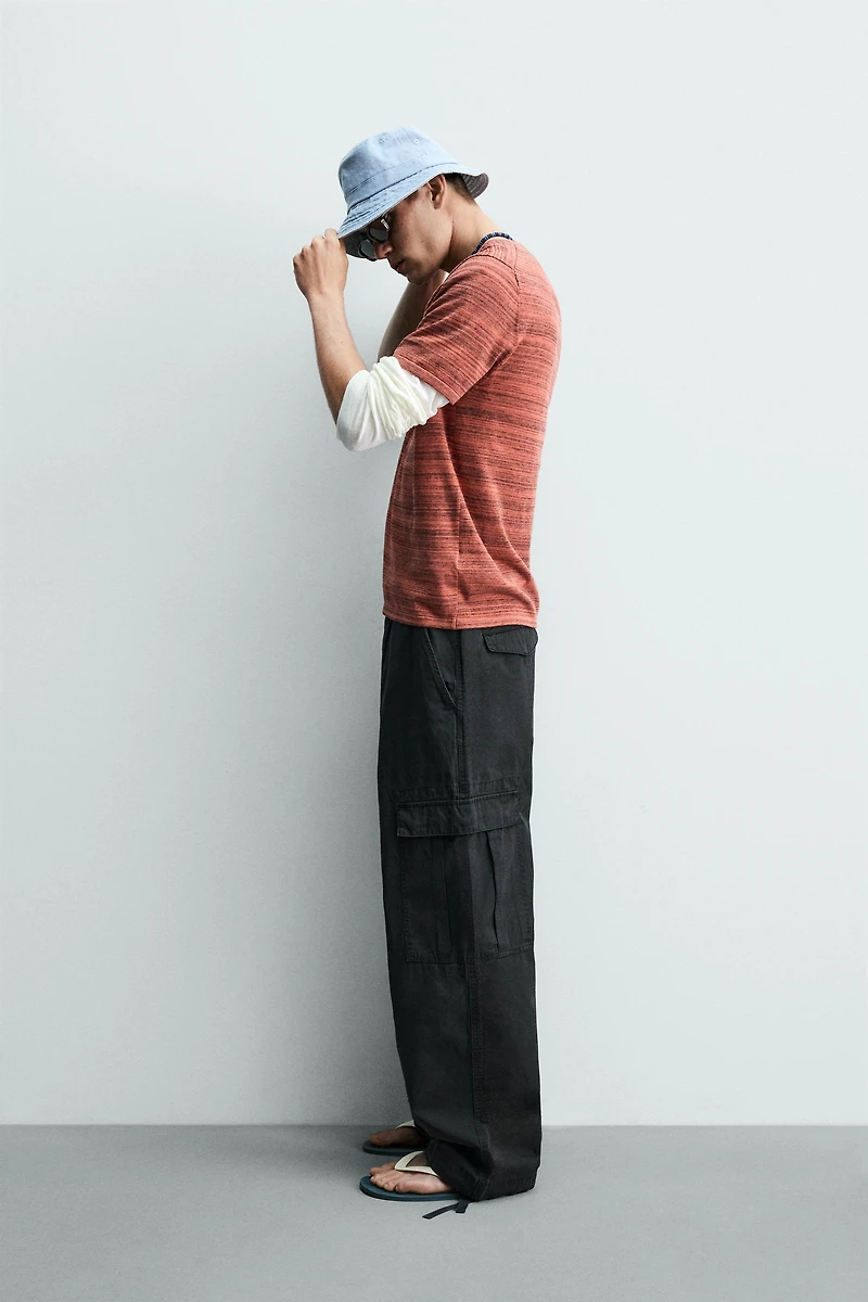 IRREGULAR STRIPED KNIT T-SHIRT