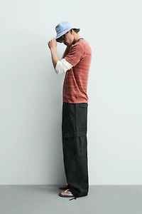 IRREGULAR STRIPED KNIT T-SHIRT