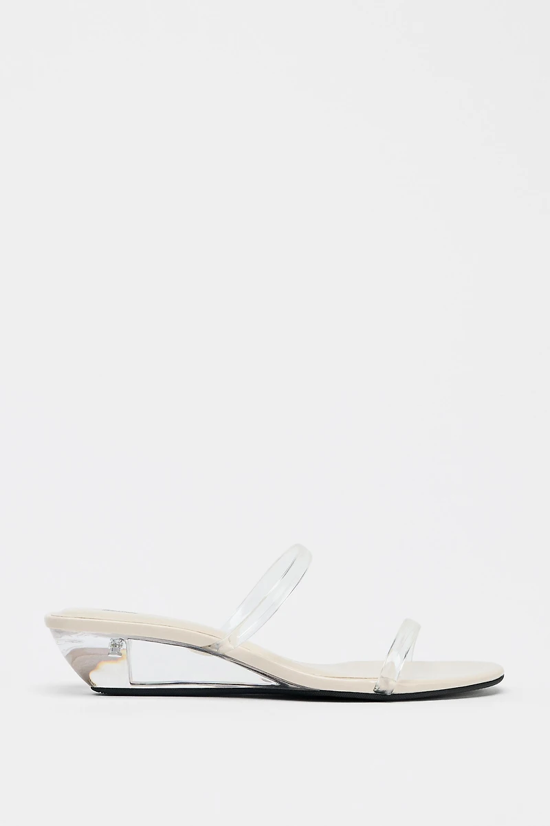 VINYL WEDGE SANDALS