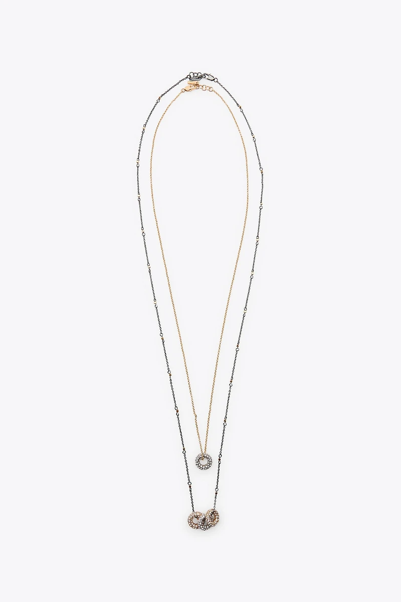 PACK OF 2 SPARKLY COMBINATION NECKLACES