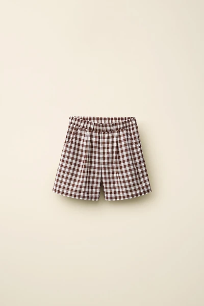 COTTON LINEN GINGHAM SHORTS CREATED BY CARAMEL LONDON X ZARA