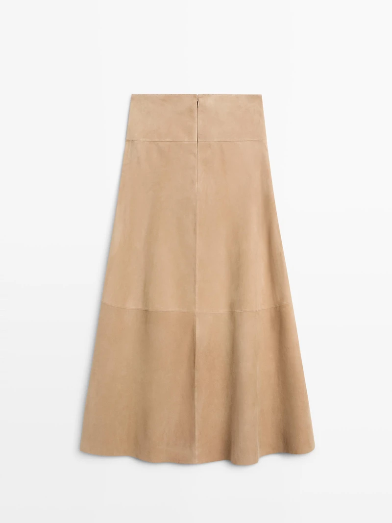 Suede leather sash skirt