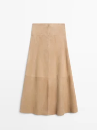 Suede leather sash skirt