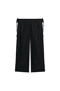 TIED ANKLE-LENGTH FLOWY PANTS