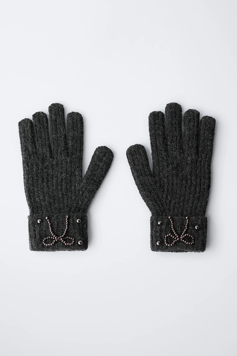 GANTS EN TRICOT PERLES