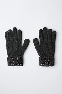 GANTS EN TRICOT PERLES